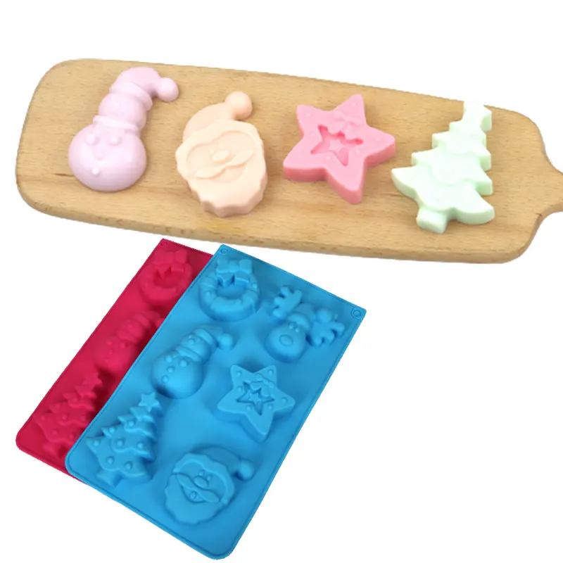 Christams Silicone Cookies Biscuits Mold Xmas Santa Claus Tree Chocolate Cake Molds