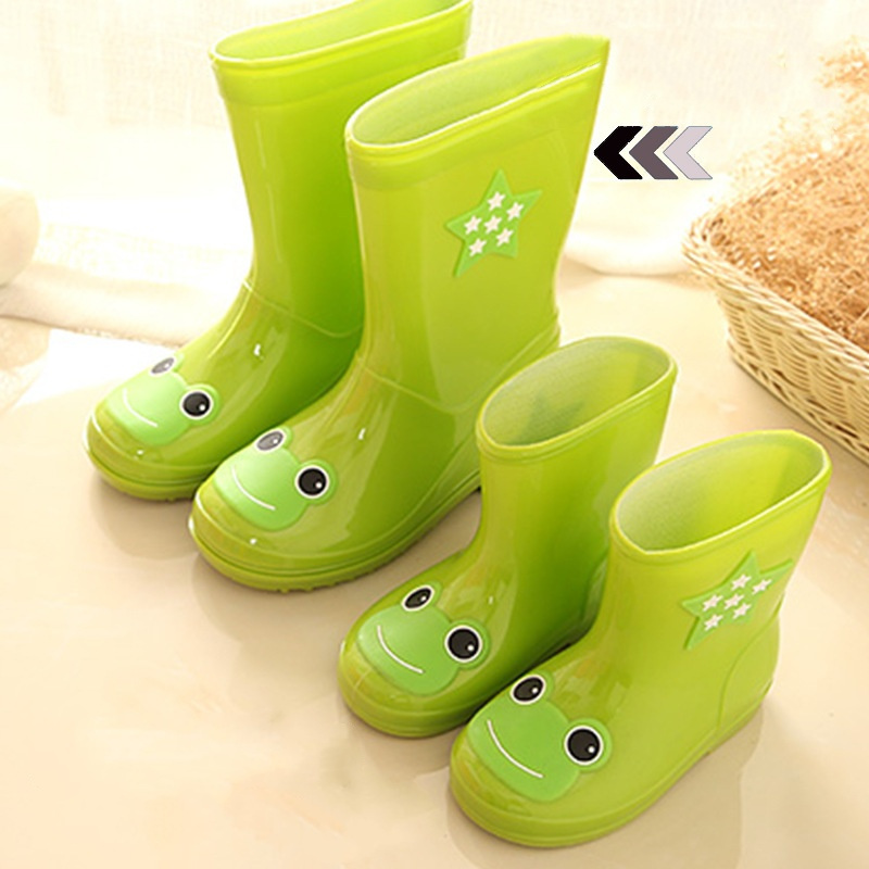 Children's rain shoes new cartoon waterproof men and women in small children baby rubber shoes rain boots-green