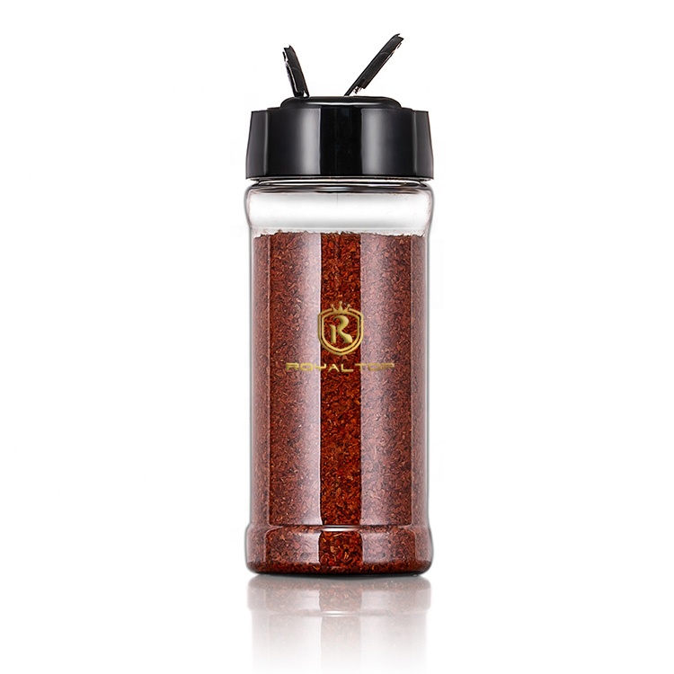 ROYALTOP Kitchen Salt Pepper Chili Pet Container Seasoning Jar Condiment Packaging Plastic Spice Bottle with Shaker Lids