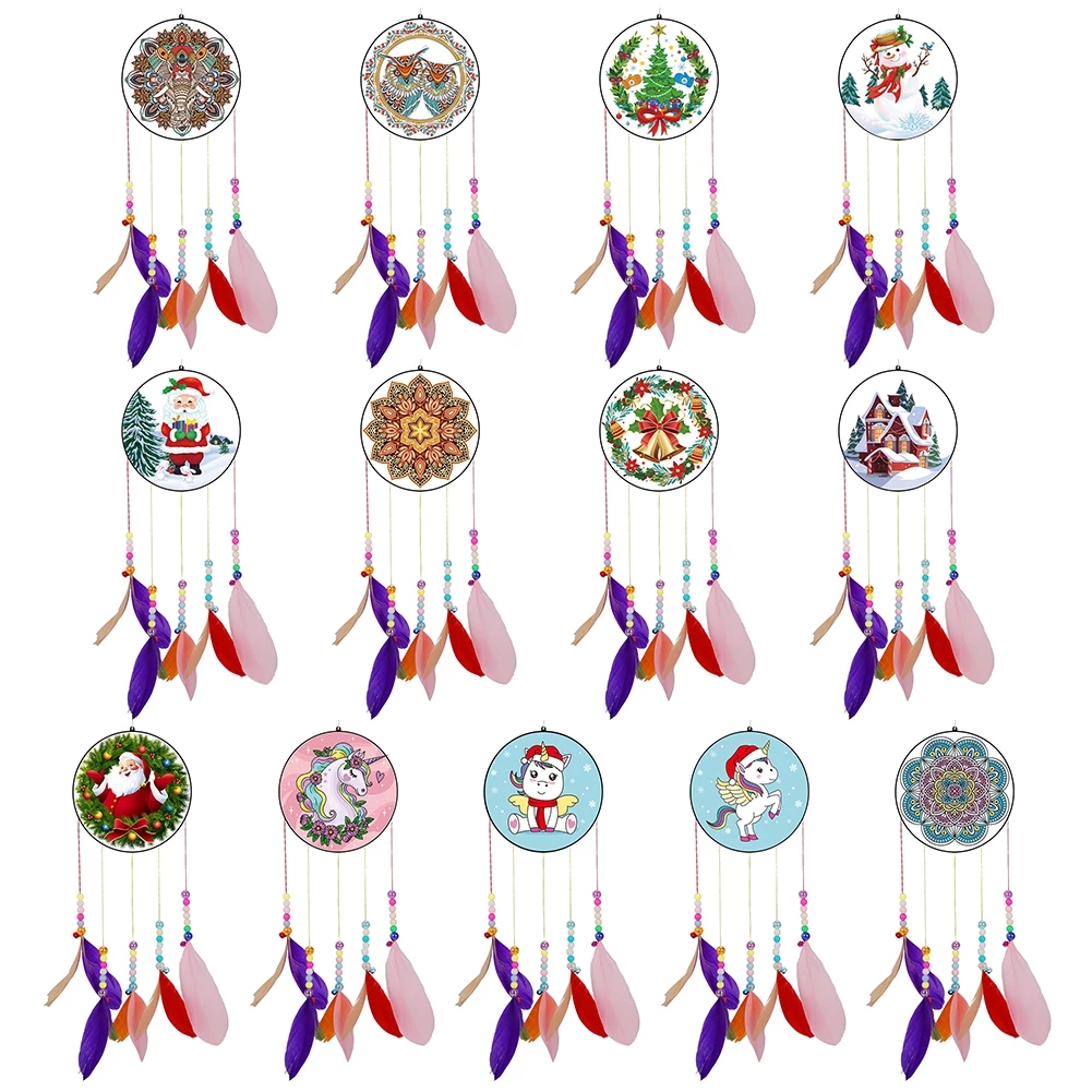 5D DIY Diamond Painting Acrylic Wind Chime Pendant Art Mosaic Kit Rhinestone Picture Hanging Wall Ornaments Home Decor Gifts
