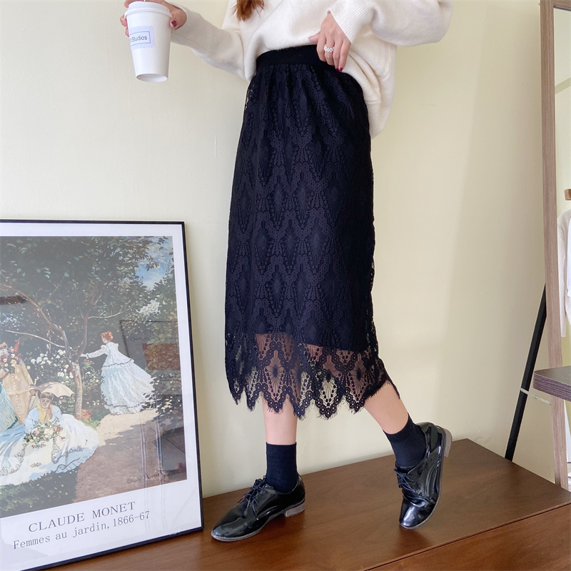 2021 Hot Sale Autumn and Winter Women's High Quality Fashionable Loose All-match Water Soluble Lace Thickened Knitted Skirt