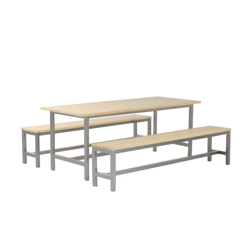 Outdoor Galvanized Steel Frame Wooden Table And Bench Set