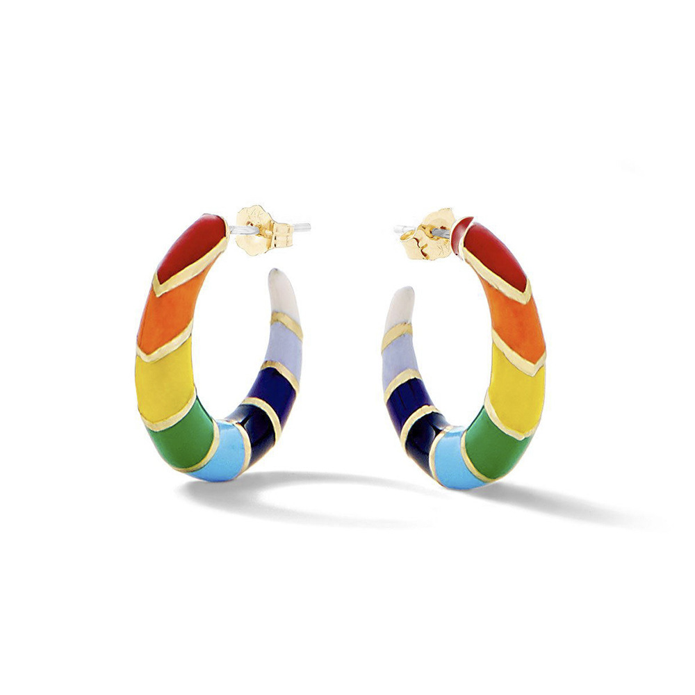 New Fashion Alloy star oil dripping multicolor C-shaped earrings creative earrings Jewelry for women