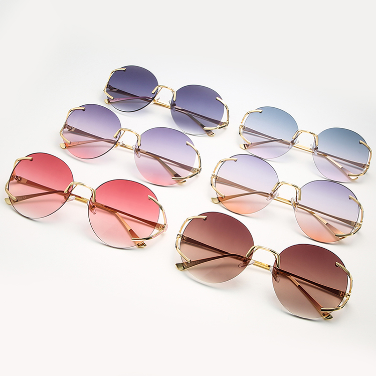 2021 oem rimless designer luxury women titanium designer frame sunglasses