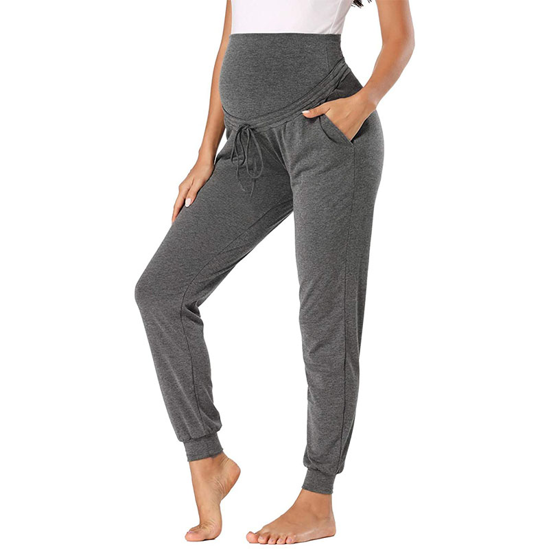 OEM Relaxed Fit Pantalones Casual Sports Women Plain Solid Pregnant Track Pants Comfortable Ladies Cotton Maternity Pants