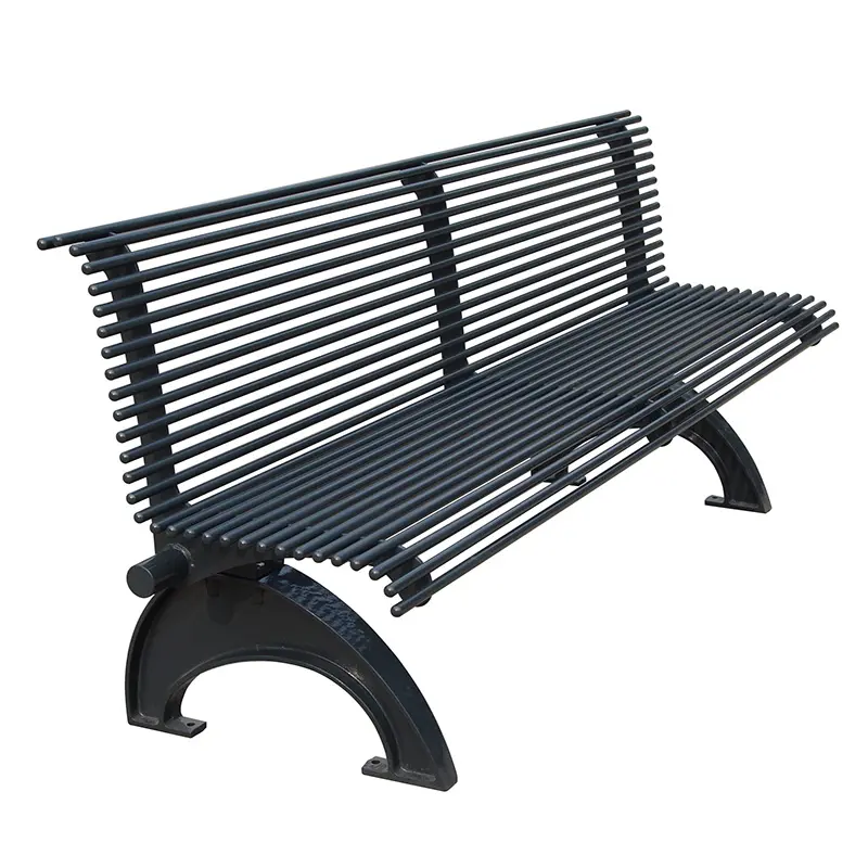Arlau Modern Patio Park Garden Outdoor Stainless Steel Bench Cast Iron Leg