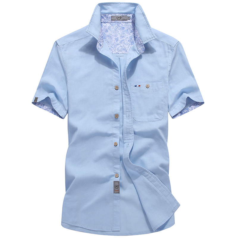 wholesale high quality summer botton up Shirts mens Cotton linen short Sleeve casual Shirts For men