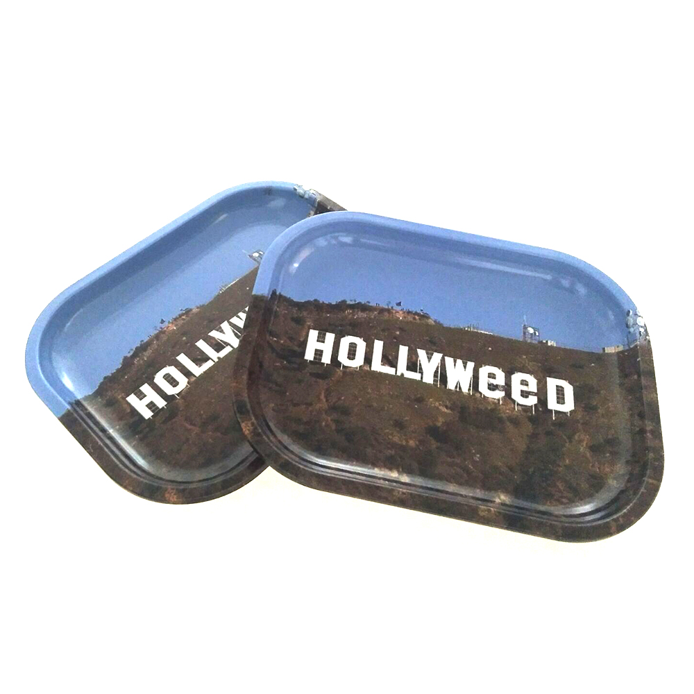 2021 Fashion Custom Pattern Tinplate Storage Trays Tobacco 18*14cm Metal Rolling Tray