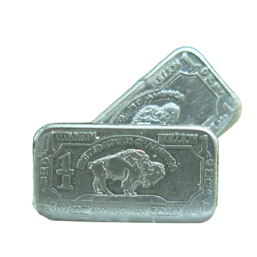 titanium ingots 1 Gram 999 Fine Titanium Buffalo Bullion Bar A102