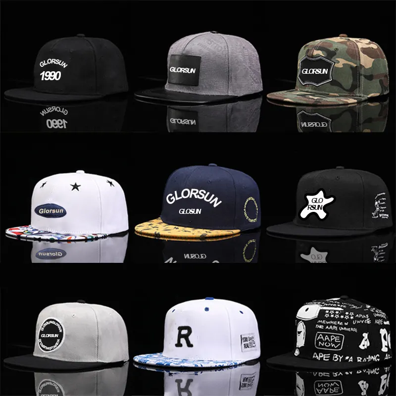 Custom Logo Embroidery Print Flat Brim Hat Multiple Styles Plain Blank Snapback Caps For Men Fitted Baseball Hat