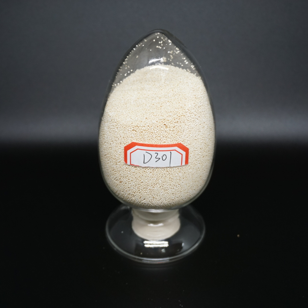 D301 Macroporous Weak Base Anion Exchange Resin mainly used in purification, ash removal and decolorization of sugar solution