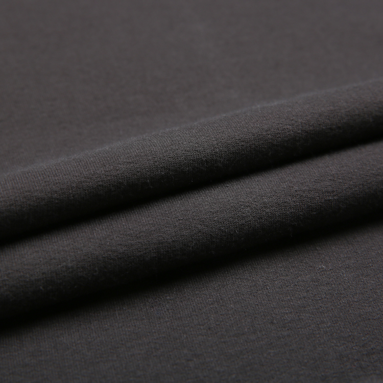 Brushed polyester spandex french terry merino wool charcoal Merino textiles fabric online