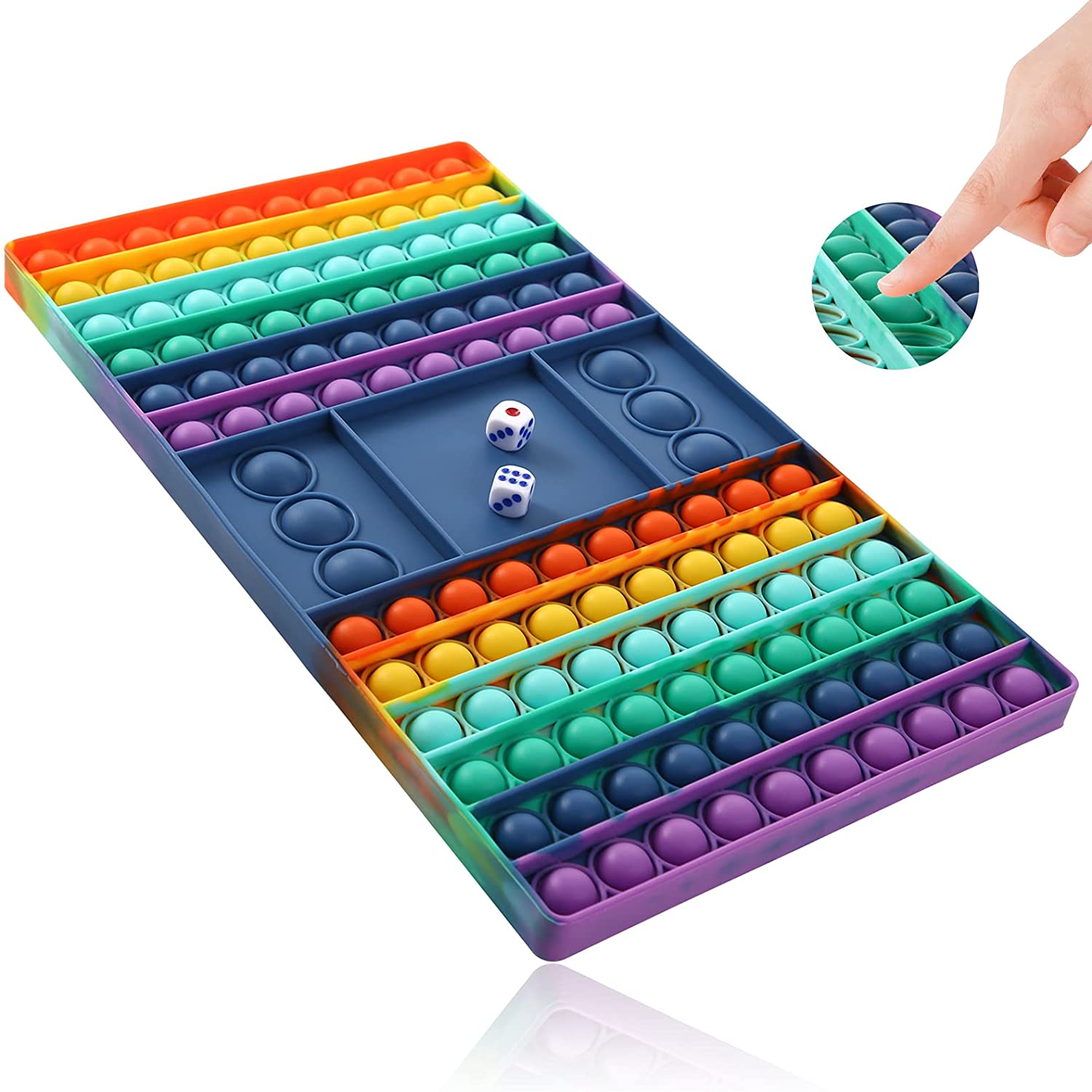 2021 New Push Pop Bubble Fidget Sensory Toy Kids Chess Push Pop Juguetes Silicone Popping Fidget Simple Dimple with 2 Dices