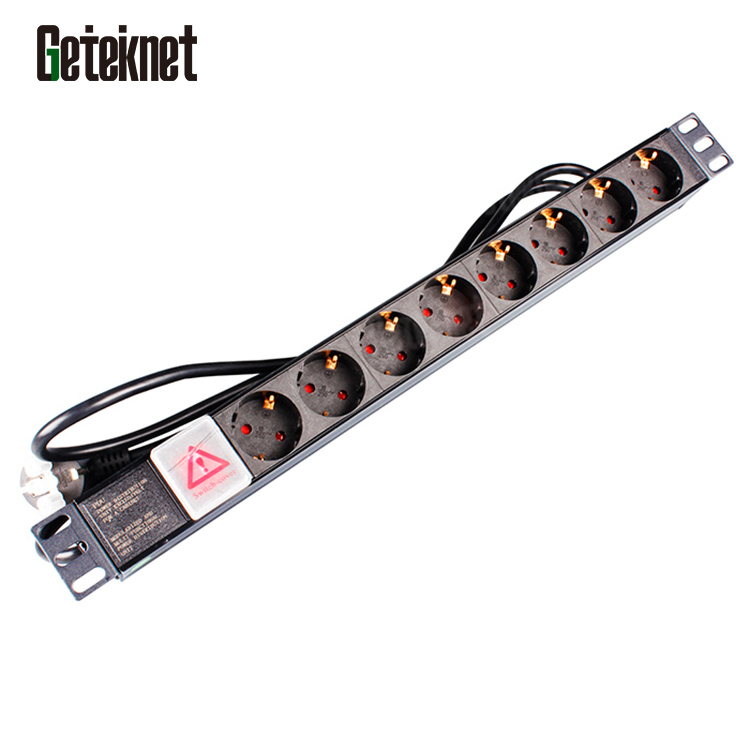1U 19 "PDU 8way Германия 8 портов PDU розетка для монтажа в стойку 16A блок распределения питания евро розетка для серверной стойки силовая полоса