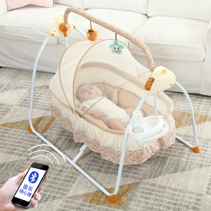 Smart Control Multifunctional Safety Folding Electric Baby Swing Cribs With Music