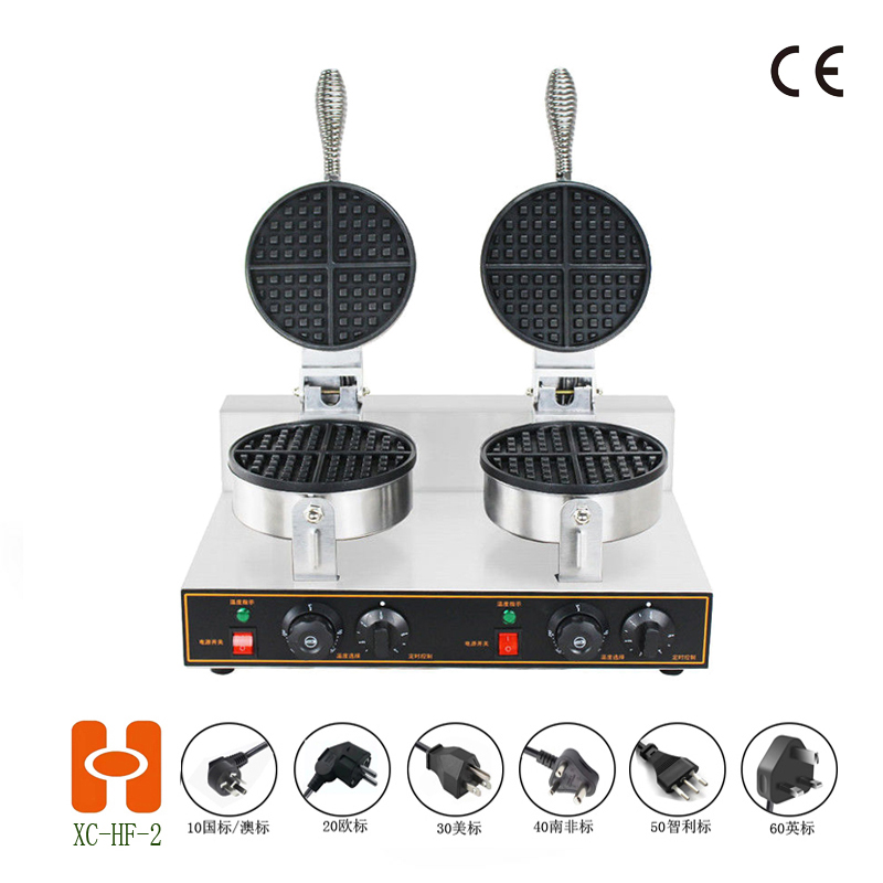 Fast Food Kitchen Equipment Table Top Non-stick Waffle Machine Electric Rotating Bubble Cake Maker Double waffle oven