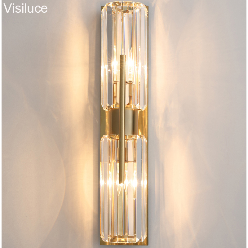 Simple modern K9 crystal luxury modern wall mounted lights indoor led decorative wall lamp for hotel living room