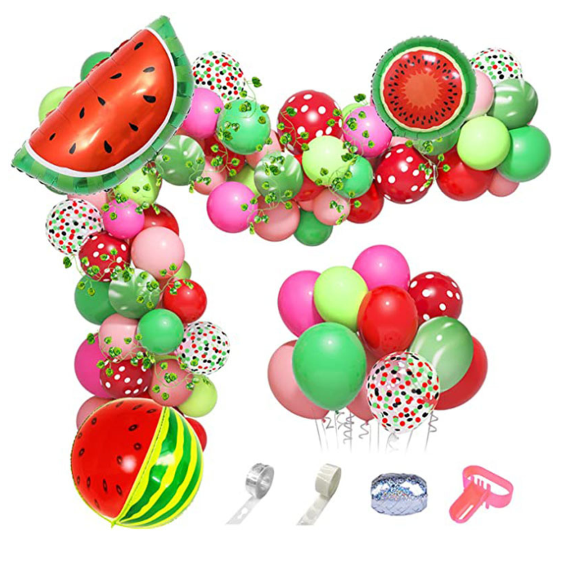 Amazon hot-selling, Hawaiian party balloon set meal, watermelon balloon chain set summer birthday background