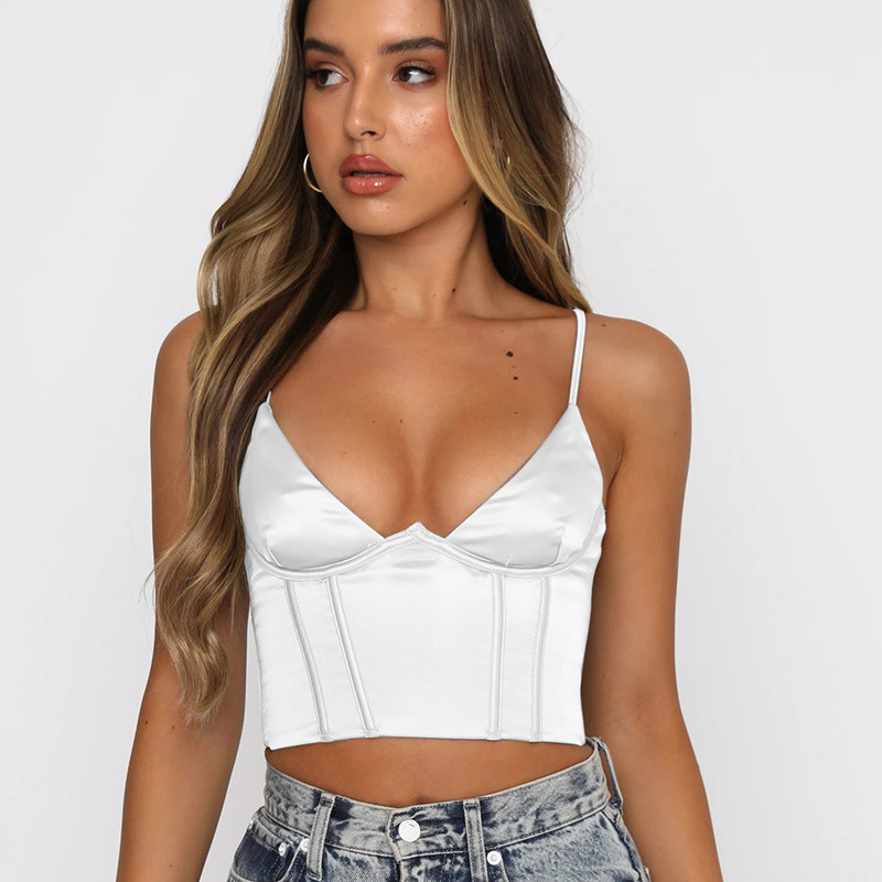 fancy camisole top Condole belt pure color slim body low bosom V back sexy little vest women sexy lingerie camisole