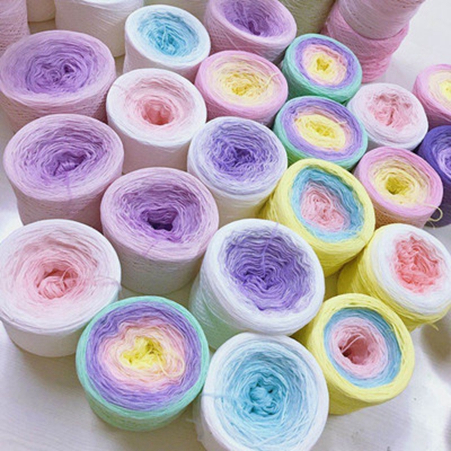300G модные смешанные цвета радуги, вязанное из хлопковой пряжи градиент пряжа для вязания 1000 метров