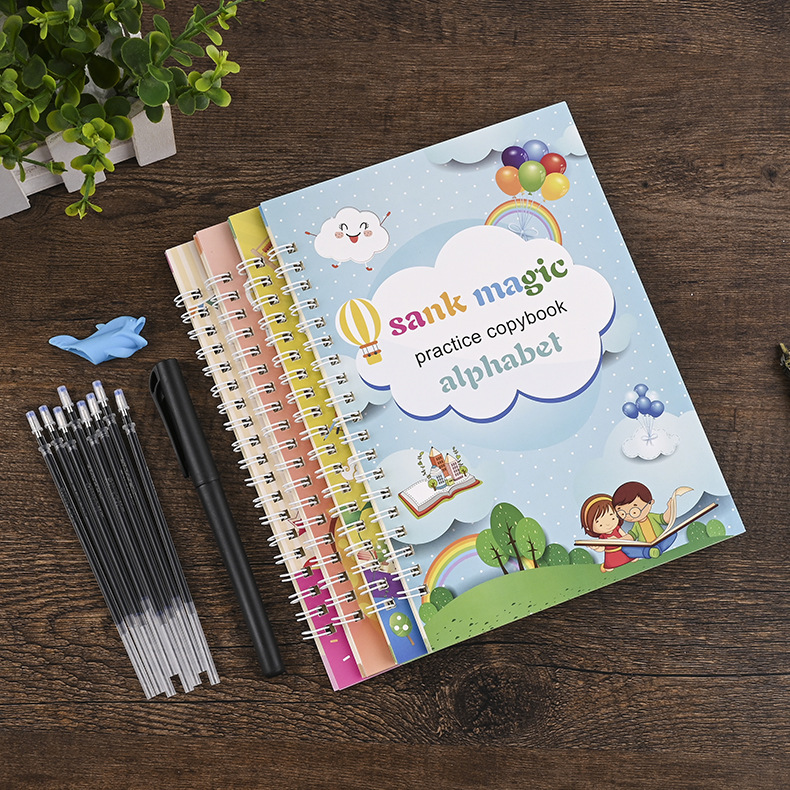 Custom Hardcover Spiral Reusable Book Sets Kids Children Sank Learning Coloring Drawing Printed Handwriting books