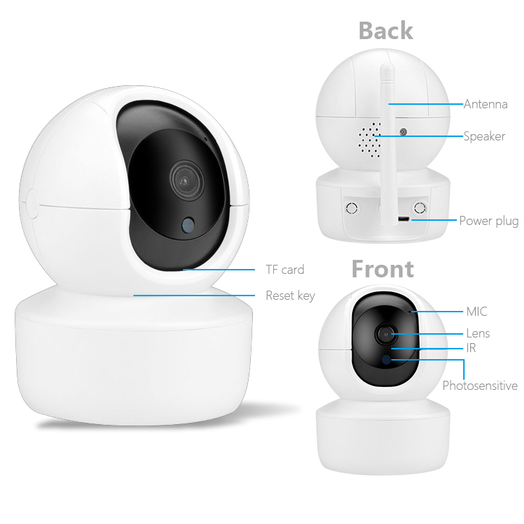 IP-камера видеонаблюдения 1080P Беспроводная с углом обзора 360 градусов и поддержкой Wi-Fi