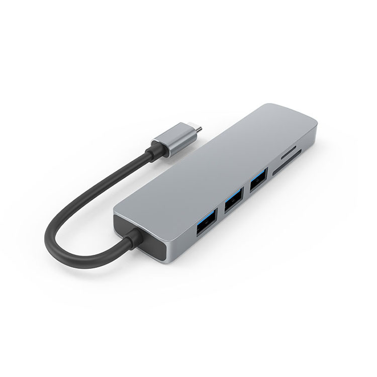 6 in 1 type c hub 3.0 usb port card reader usb c hub dock station for macbook