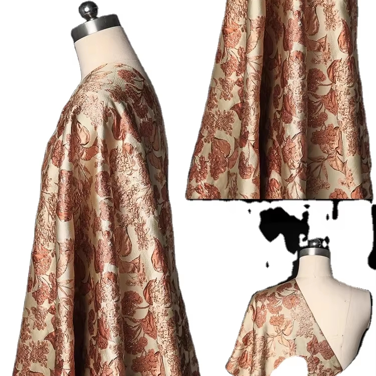 Custom spring and autumn high-grade jacquard gold thread leaf pattern men's and women's two-piece suit
