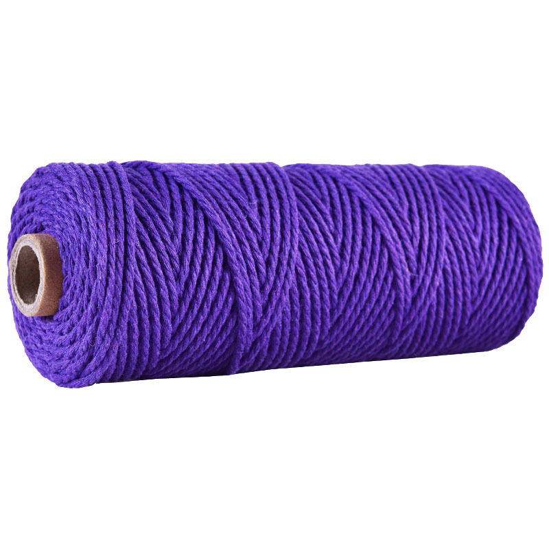 Wholesale Stock 100 Meters Per PCS 2mm/3ply Colored Thread 100% Recycled Cotton Fashion Knitting Yarn Chunky Yarn for Crochet
