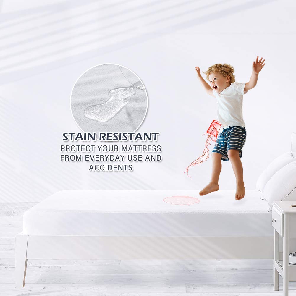 Quilted Fitted Mattress Protector Cotton Top 8-21 Deep Pocket Cooling Mattress Pad Pillow Topper Mattress Cover