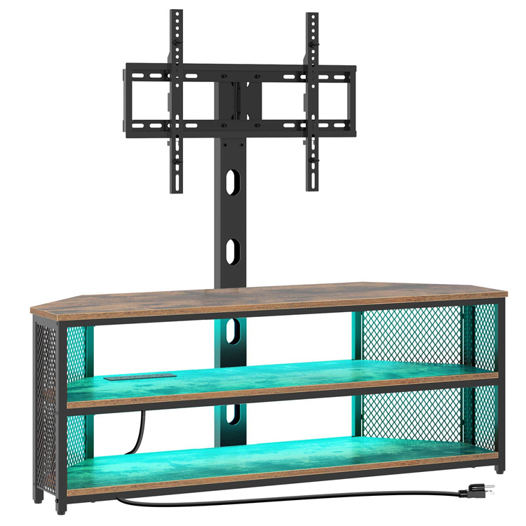 Entertainment Center Living Room Media Television Cabinet LED Light TV Console Table Stand Mount with Mount and Power Outlet