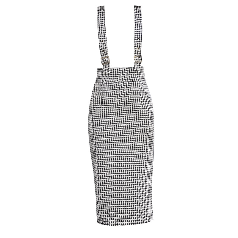 Spot thousand bird checked strap skirt 2021 Autumn New High Waist Hip Wrap Skirt Plaid women's dress