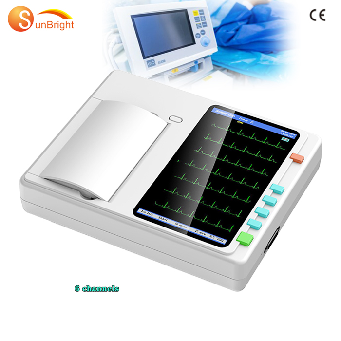 top quality full digital portable 6 channel 7 inch 12 lead electronic ecg machine