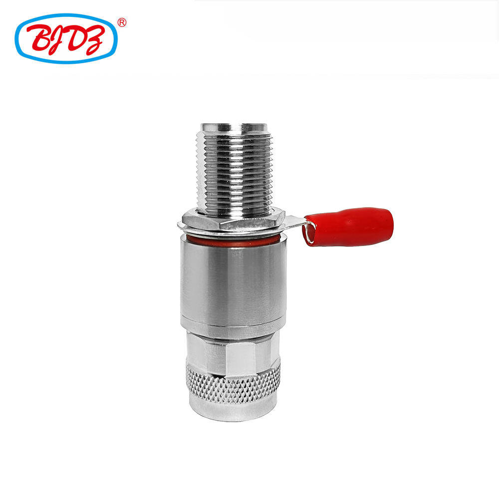 RF Coaxial 0-6G N Female Jack Bulkhead to N Male Plug Built-in Lightning Arrester
