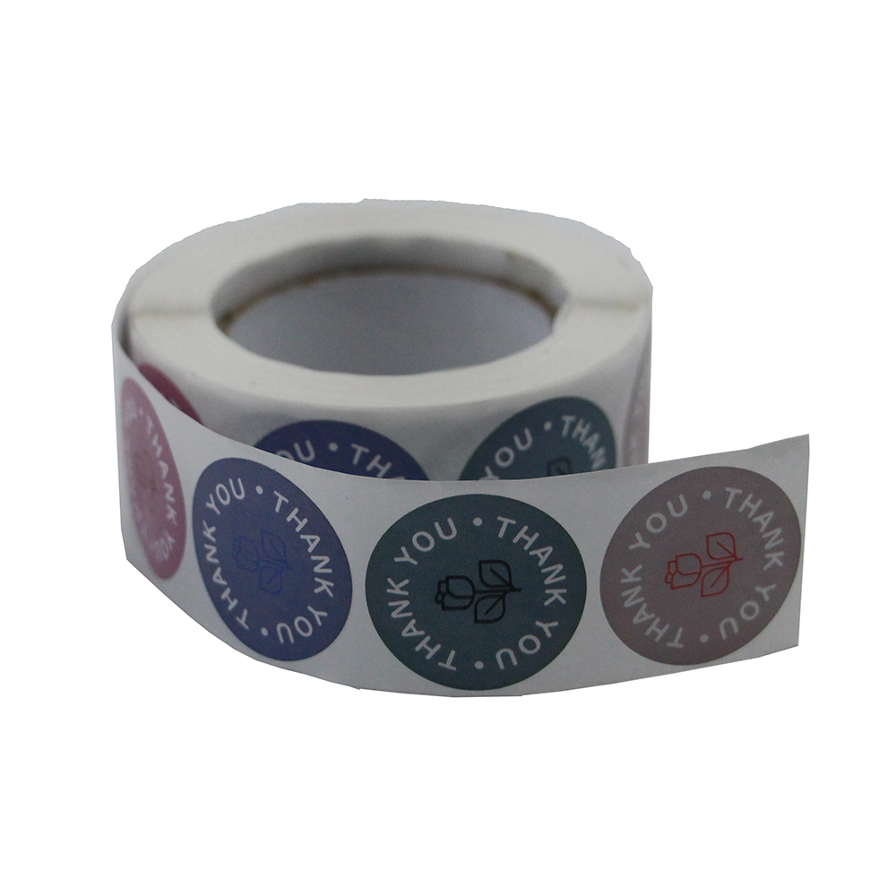 free shipping custom brand logo personalized vinyl seal 100pcs pack roll promotional round thank you stickers for small business