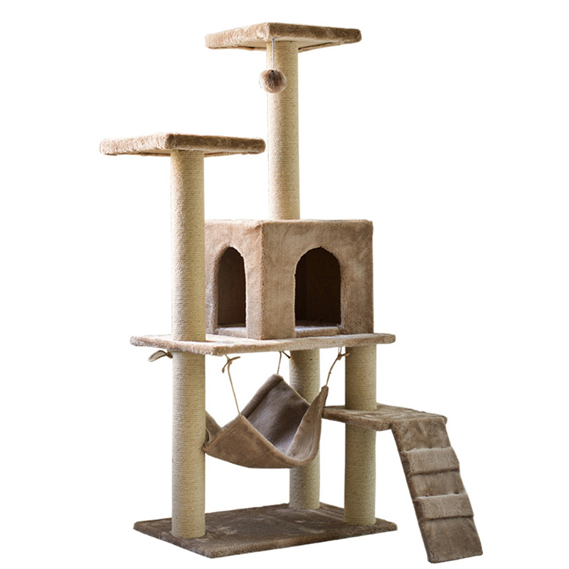 Natural Sisal Plush Luxury Interactive Modern Cat Wall Tree Cat scratcher Tower Pet Play House Cat Tree