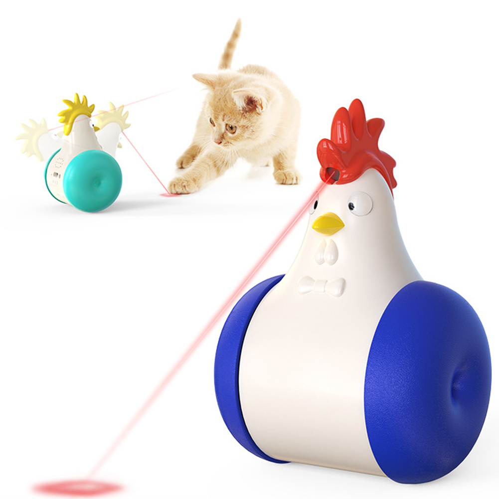 Infrared Chicken Cat Toy USB Charging Squeak Animal Toys for Cats Kitten Funny Tumbler Automatic Interactive Teasing Pet Toy