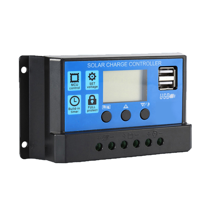 Solar Charger Controller 60A 50A 40A 30A 20A 10A 12V 24V 48v PWM Controllers 5V Dual USB Output Solar Charge Controller