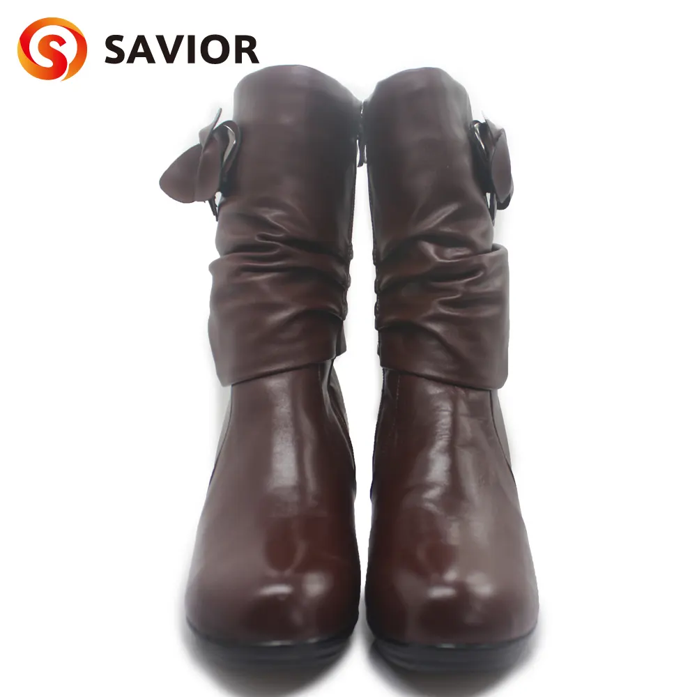 Savior High Quality Leather Women Heated Shoes Rechargeable Battery Powered