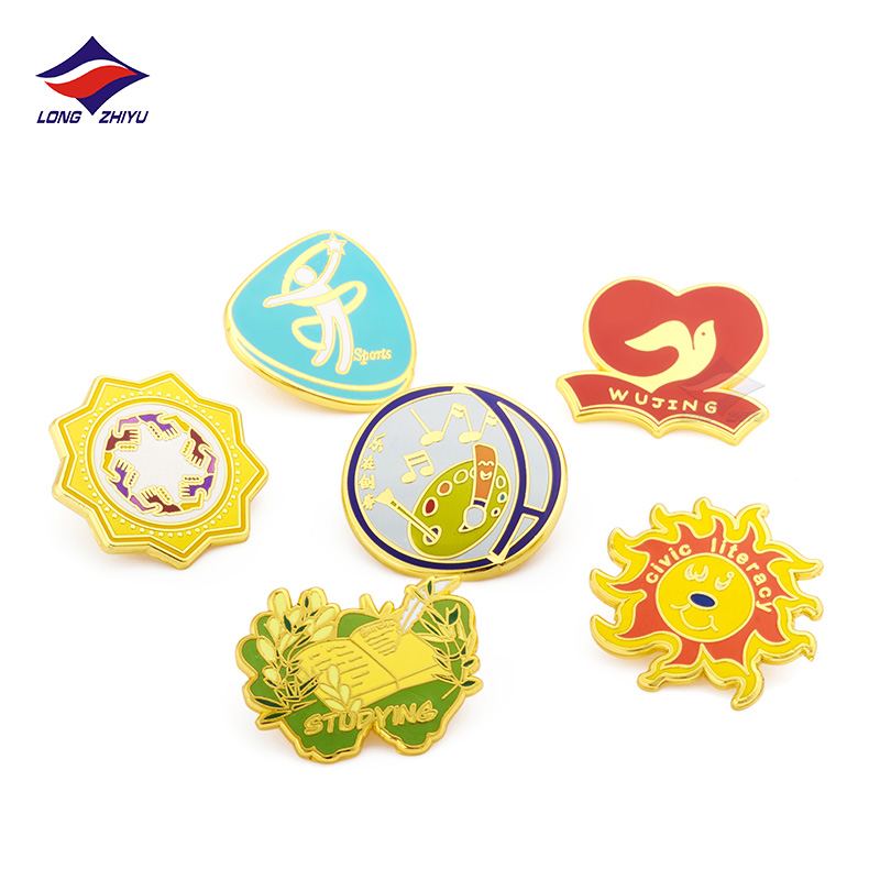 Longzhiyu Custom Hard Enamel Lapel Pins with Butterfly Clasp Heart Button Pin Badges for Souvenir