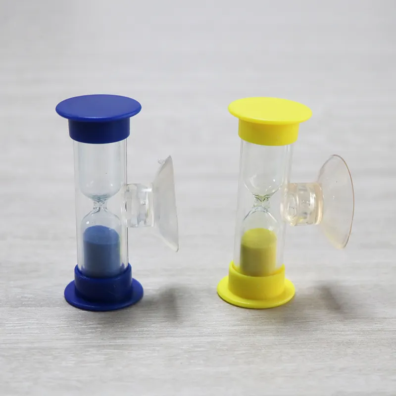 Decorating gift 1 minute shower sand timer with suction cup plastic timer cube table clock unique tooth timer hourglass