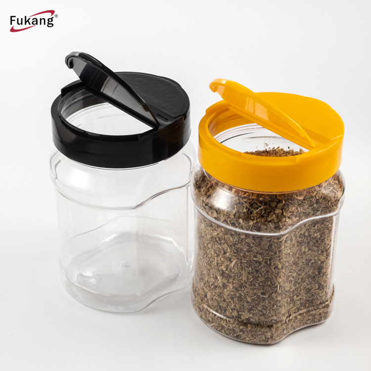 Clear Pet Plastic Salt Shaker Jar With Double Open Flip Lid,300Ml Cylinder Cooking Seasoning Pepper Jars,Pet Plastic Spice Jar
