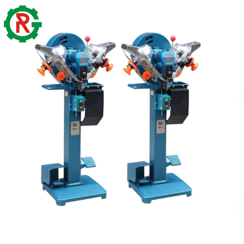 Metal prong button press attached fastener machine
