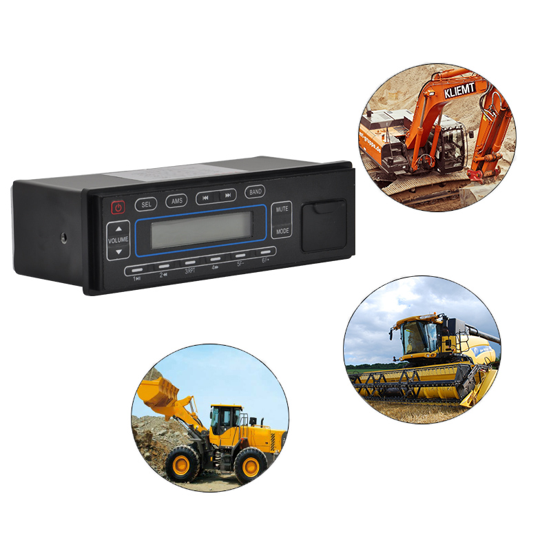 FM AM Excavator Radio in Construction Machinery Parts 12V 24V CAN Protocol Auto Radio for Excavator Loader Grader