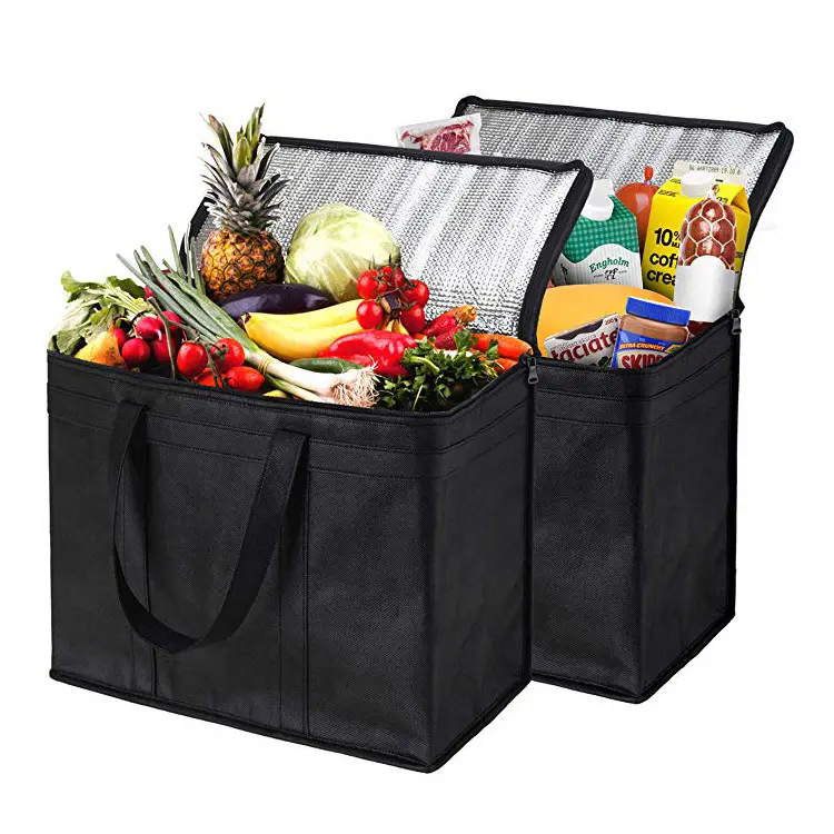 Insulated Reusable Grocery Bag Extra Large Heavy Duty Custom Logo Reusable Tote Food Delivery Bag Grocery Thermal Shopping Bag Insulated Cooler Bag