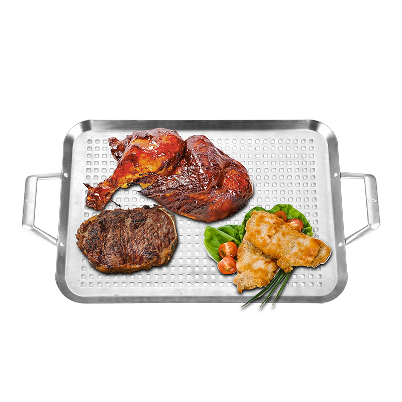 Hot Selling BBQ Basket Barbecue Tools Grill Accessories Grilling Pan With Tongs