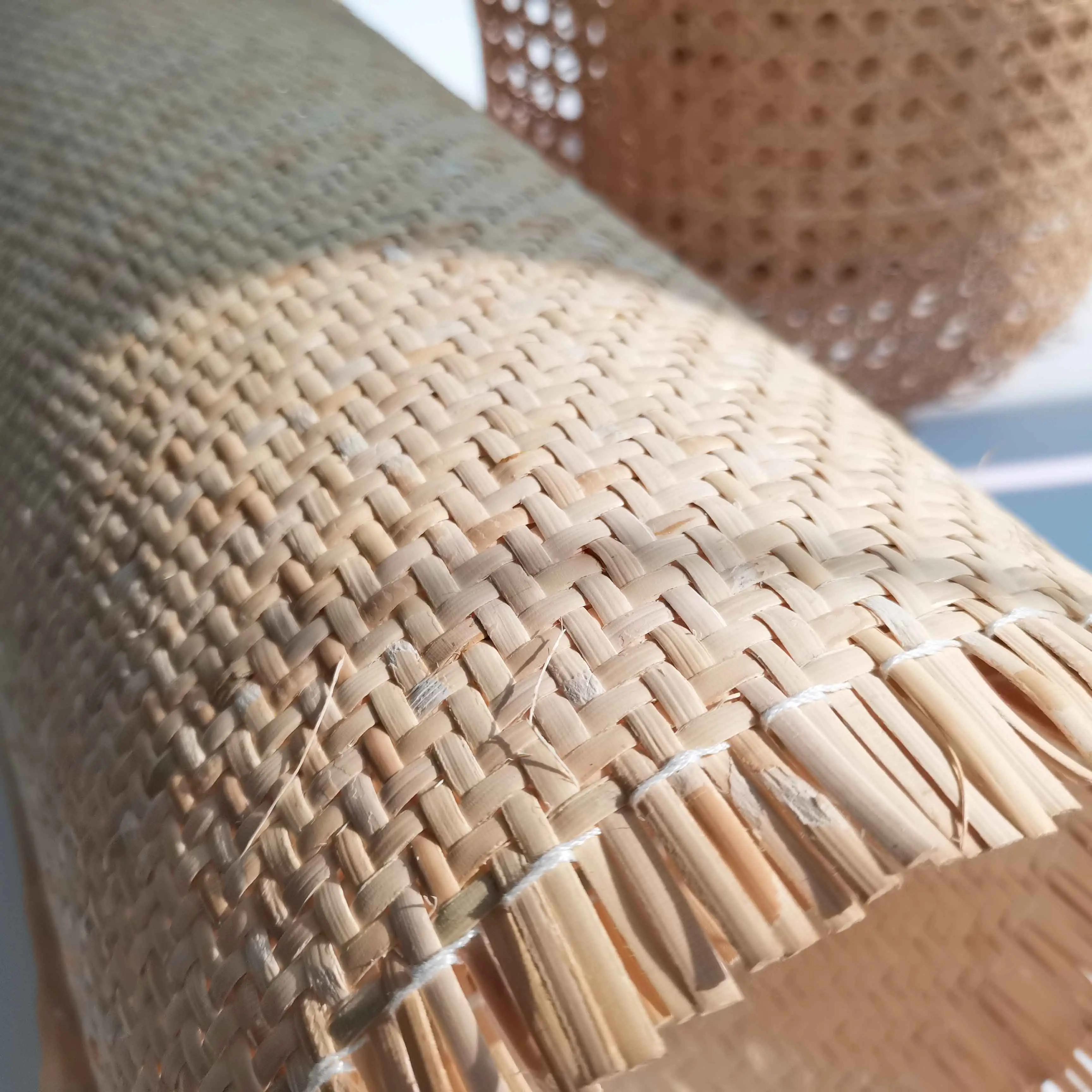 A Grade Raw Material Rattan Herringbone Weave Cane Closed Webbing Cane Peel Webbing Roll