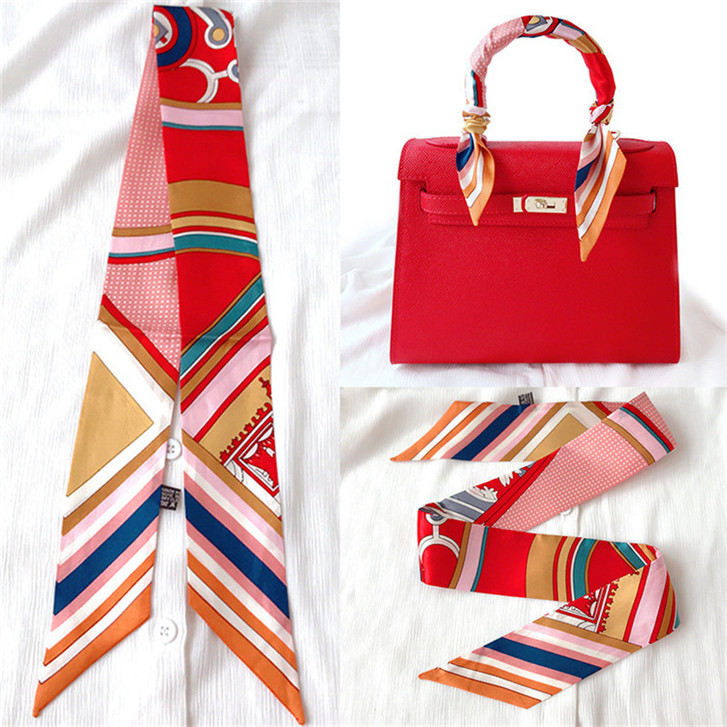 Silk ScarfSilk Satin Neckerchief Handle Wrap Bag Ribbon Scarfs Twillies For Women
