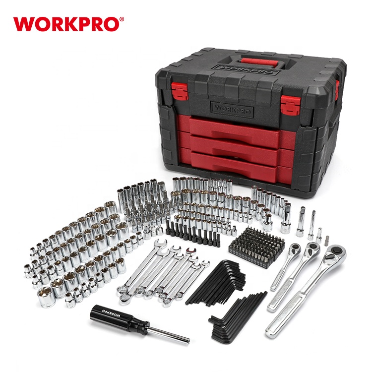 WORKPRO Лидер продаж 320 ПК 1/4 "3/8" 1/2 "торцевых головок для шлица «звездочка» Набор торцевых гаечных ключей механический инструмент с Делюкс 3-ящик