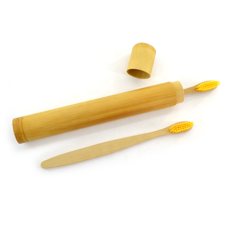 Biodegradable bamboo Зубная щетка с упаковкой бумажная коробка бамбуковый чехол